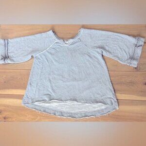 Free People Mystree Wide sleeve distressed edge Boho Grey  sweater size medium